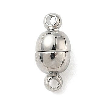 Oval Brass Magnetic Clasps, with Loops, Nickel Free, Real Platinum Plated, 11.5x5mm, Hole: 1.2mm