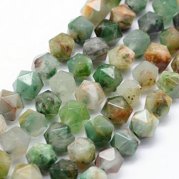 Natural Chrysoprase Beads Strands, Star Cut Round Beads, Faceted, 5.5~6mm, Hole: 1mm, about 63~68pcs/strand, 15.3~15.5 inch(39~39.5cm)