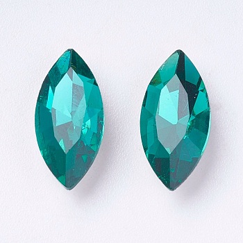 Imitation Austrian Crystal Glass Rhinestone, Grade A, Pointed Back & Back Plated, Horse Eye, Blue Zircon, 15x7x4mm