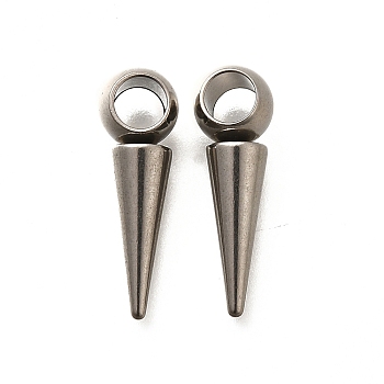 201 Stainless Steel Pendants, Cone Charm, Stainless Steel Color, 20x6.5x5mm, Hole: 4mm