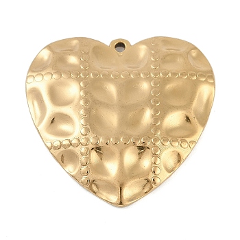 304 Stainless Steel Pendants, Heart Charm, Golden, 26x27x3.5mm, Hole: 1.4mm