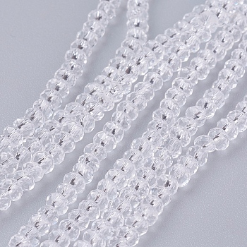 Transparent Glass Beads Strands, Faceted, Rondelle, Clear, 3x2mm, Hole: 0.5mm, about 160~165pcs/strand, 15.35 inch~15.75 inch(39~40cm)