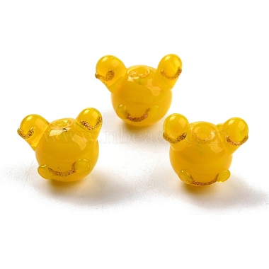 Goldenrod Frog Lampwork Beads