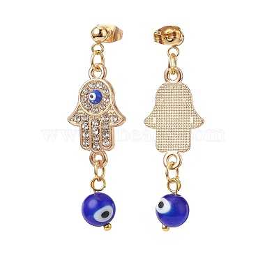 Lampwork Evil Eye Braided Bead Bracelet and Dangle Stud Earrings(SJEW-JS01258)-5