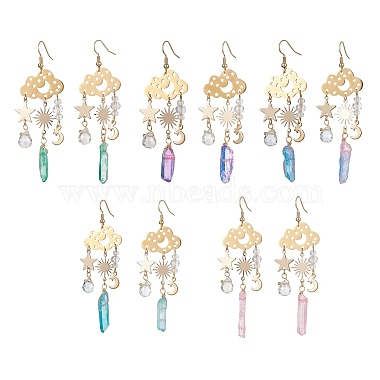 Mixed Color Cloud Quartz Crystal Earrings
