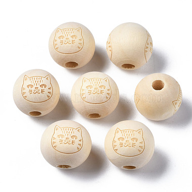 Old Lace Round Wood European Beads