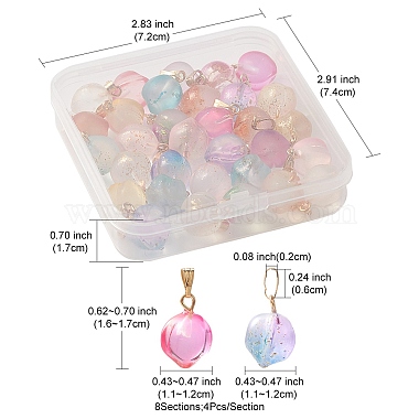 32Pcs 8 Style Transparent Spray Painted Glass Pendants(GLAA-YW0001-58)-4