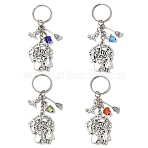 Alloy Lampwork Pendant Keychains, with Iron Split Key Rings, Witch & Spider Web & Besom, Antique Silver, Mixed Color, 90mm(KEYC-JKC01276)