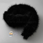 Artificial Wool Fur Collar, with Needle and Thread, Buttons, Black, 880x220x40mm(AJEW-WH0596-731A)