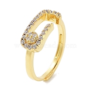 Rack Plating Brass Micro Pave Cubic Zirconia Adjustable Rings, Long-Lasting Plated for Women, Lead Free & Cadmium Free, Real 18K Gold Plated, US Size 7 3/4(17.9mm)(RJEW-D025-13G)