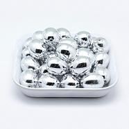 Plating Eco-Friendly Plastic Beads, Egg, Silver Color Plated, 22.5x17.5mm, Hole: 2.5mm, about 120pcs/500g(KY-K002-08S)