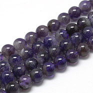 Natural Amethyst Beads Strands, Grade AB, Round, 8~9mm, Hole: 1mm, about 45~48pcs/strand, 15.7 inch(X-G-R446-8mm-20)