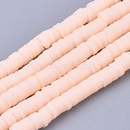Handmade Polymer Clay Beads Strands, for DIY Jewelry Crafts Supplies, Heishi Beads, Disc/Flat Round, Light Salmon, 6x0.5~1mm, Hole: 1.8mm, about 290~320pcs/strand, 15.75 inch~16.14 inch(40~41cm)(CLAY-R089-6mm-089)