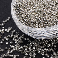 12/0 Glass Seed Beads, Dyed Colours, Silver, 2mm, about 30000pcs/pound(SDB1109)