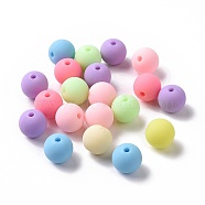 Spray Painted Acrylic Beads, Rubberized Style, Round, Mixed Color, 16.5x16mm, Hole: 2mm, about 217pcs/500g(OACR-E009-04A)