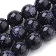 Synthetic Blue Goldstone Beads Strands, Round, 10mm, Hole: 1mm, about 37~40pcs/strand, 14.9~15.1 inch(38~38.5cm)(G-S259-41-10mm)