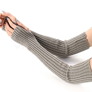 Acrylic Fibers Knitting Long Fingerless Gloves, Arm Warmer, Winter Warm Gloves with Thumb Hole, Gray, 500x70mm(PW-WG9BE2E-12)