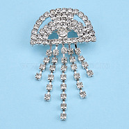 Crystal Rhinestone Lapel Pin, Creative Silver Plated Brass Badge for Backpack Clothes, Eye Pattern, 61.5x32x8mm, Pin: 0.6mm(JEWB-T002-16S)