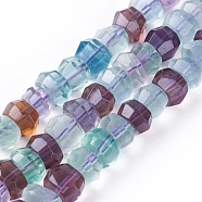 Natural Rainbow Fluorite Beads Strands, Faceted, Rondelle, 8~10x5~8mm, Hole: 1mm, about 65pcs/strand, 16 inch(G-P243-15-M)