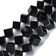 Natural Black Onyx Beads Strands, Dyed and Heated, Rhombus, 10x10x8mm, Hole: 0.8mm, about 34pcs/strand, 15.55 inch(39.5cm)(G-C135-D02-03)