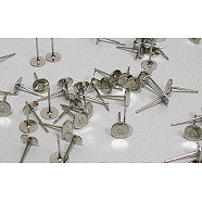 Iron Stud Earring Findings, Nickel Free, Platinum, 11x0.7mm, Tray: 6mm(E013-P-NF)