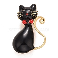 Cat Enamel Pin, Animal Alloy Badge for Backpack Clothes, Golden, Black, 37x25x6mm, Pin: 0.7mm(JEWB-E013-10G)
