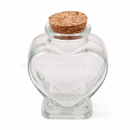 Heart Shape Transparent Glass Bottles, Wishing Bottles, with Cork Stopper, for Arts & Crafts, Projects, Decoration, Clear, 8.1x6.3x4.1cm(AJEW-WH0114-88)