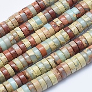 Natural Aqua Terra Jasper Beads Strands, Heishi Beads, Flat Round/Disc, 8x3mm, Hole: 1mm, about 133pcs/strand, 15.7 inch(40cm)(G-E444-17-8mm)