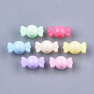 Opaque Solid Color Acrylic Beads, Candy, Mixed Color, 8x14.5x8mm, Hole: 2mm, about 1370pcs/500g(MACR-T030-16)
