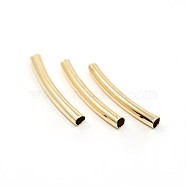 Brass Smooth Curved Tube Beads, Curved Tube Noodle Beads, Light Gold, 25x3mm, Hole: 2mm(KK-O031-A-08)