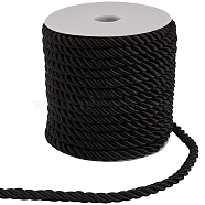 18M Twisted Polyester Milan Cord, for Handmade Craft, Knitting, Wall Hanging Art, Gift Wrapping, Black, 6.5mm, about 19.69 Yards(17.5~18m)/Roll(OCOR-GF0003-70A-02)