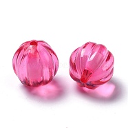 Transparent Acrylic Beads, Bead in Bead, Round, Pumpkin, Deep Pink, 22mm, Hole: 3mm, about 140pcs/500g(TACR-S089-22mm-18)