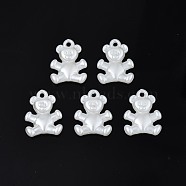ABS Plastic Imitation Pearl Pendants, Bear, Creamy White, 17.5x13.5x3.5mm, Hole: 1.4mm, about 1500pcs/500g(KY-T023-013B)