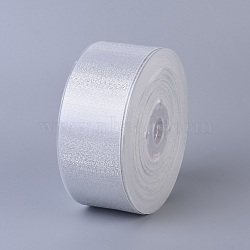 Double Face Polyester Satin Ribbon, with Metallic Silver Color, Silver, 1-1/2 inch(38mm), about 100yards/roll(91.44m/roll)(SRIB-P012-A11-38mm)