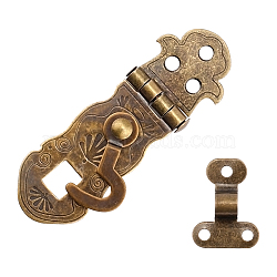 Iron Lock Catch Clasps, Jewelry Box Latch Hasp Lock Clasps, Antique Bronze, 24x18x6.5mm, Hole: 3mm, 72x24x6mm, hole: 3.5mm, 5sets(IFIN-FH0001-18AB)