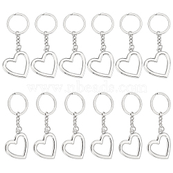 CHGCRAFT 12Pcs Alloy Keychain, with Iron Key Rings, Heart, Platinum, 9.6cm(KEYC-CA0001-10)