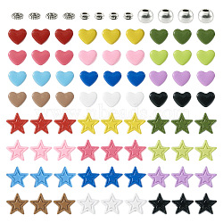 Pandahall 156Pcs 27 Style Spray Painted & Tibetan Style Alloy Beads, Heart/Star/Rondelle/Round, Mixed Color, 4~7x4~7.5x2~5mm, Hole: 1~1.2mm(FIND-TA0002-84)