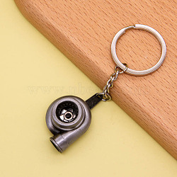 Alloy Pendant Keychain, with Key Ring, Turbocharger, Antique Silver, 1cm(KEYC-PW0002-073D)