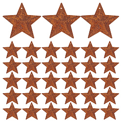 60Pcs Iron Pendants, Rusting, Star, Coconut Brown, 38x39.5x4mm, Hole: 1.2mm(IFIN-GF0001-42B)