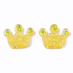 Transparent Resin Cabochons, with Paillette, Crown, Gold, 20x24.5x8mm(CRES-N034-16C)