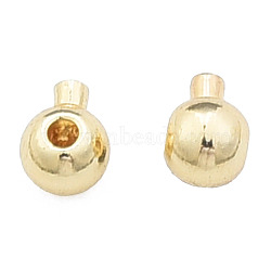 Brass Crimp Beads, Nickel Free, Round, Real 14K Gold Plated, 4.5x3.5x3mm, Hole: 0.6mm(KK-N259-05)