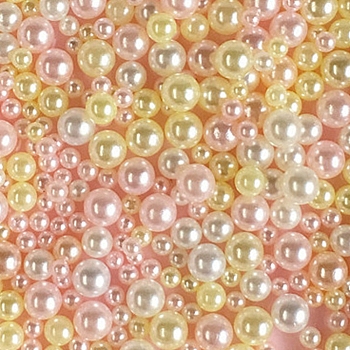 Resin Beads, No Hole, Imitation Pearl, Round, Misty Rose, 2.5~5mm, about 350~500pcs/bag