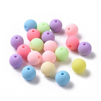 Spray Painted Acrylic Beads, Rubberized Style, Round, Mixed Color, 16.5x16mm, Hole: 2mm, about 217pcs/500g