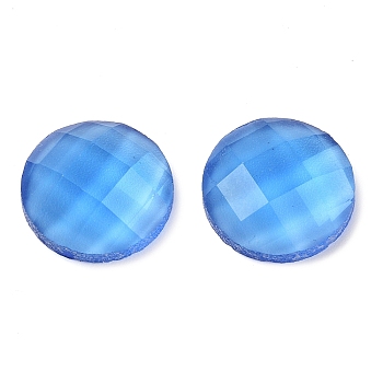 Glass Cabochons, Faceted, Half Round, Cornflower Blue, 12x4mm