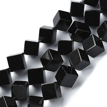 Natural Black Onyx Beads Strands, Dyed and Heated, Rhombus, 10x10x8mm, Hole: 0.8mm, about 34pcs/strand, 15.55 inch(39.5cm)