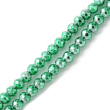 Baking Painted Synthetic Non-Magnetic Hematite Beads Strands, Nickel Free & Lead Free, Faceted, Round, Sea Green, 3mm, Hole: 0.8mm, about 142pcs/strand, 15.59''(39.6cm)