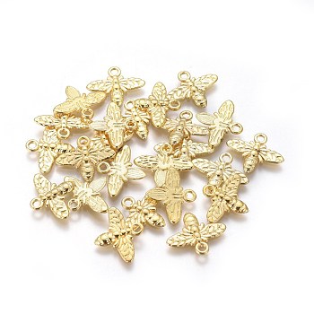 Tibetan Style Alloy Pendants, Lead Free & Cadmium Free & Nickel Free, Bees, Golden Color, 14x16x2mm, Hole: 2mm