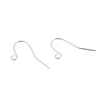 304 Stainless Steel Earring Hooks, with Horizontal Loop, Stainless Steel Color, 17x19mm, Hole: 2mm, 20 Gauge, Pin: 0.8mm
