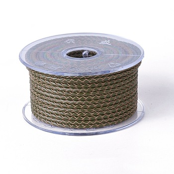 Braided Cowhide Cord, Leather Jewelry Cord, Jewelry DIY Making Material, Dark Olive Green, 5mm, about 21.87 yards(20m)/roll