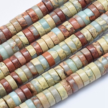 Natural Aqua Terra Jasper Beads Strands, Heishi Beads, Flat Round/Disc, 8x3mm, Hole: 1mm, about 133pcs/strand, 15.7 inch(40cm)